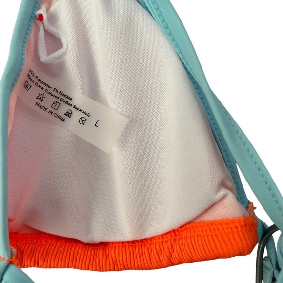 NWT Shein Orange and Blue Bikini with Pearl Accents Large - Picture 5 of 8